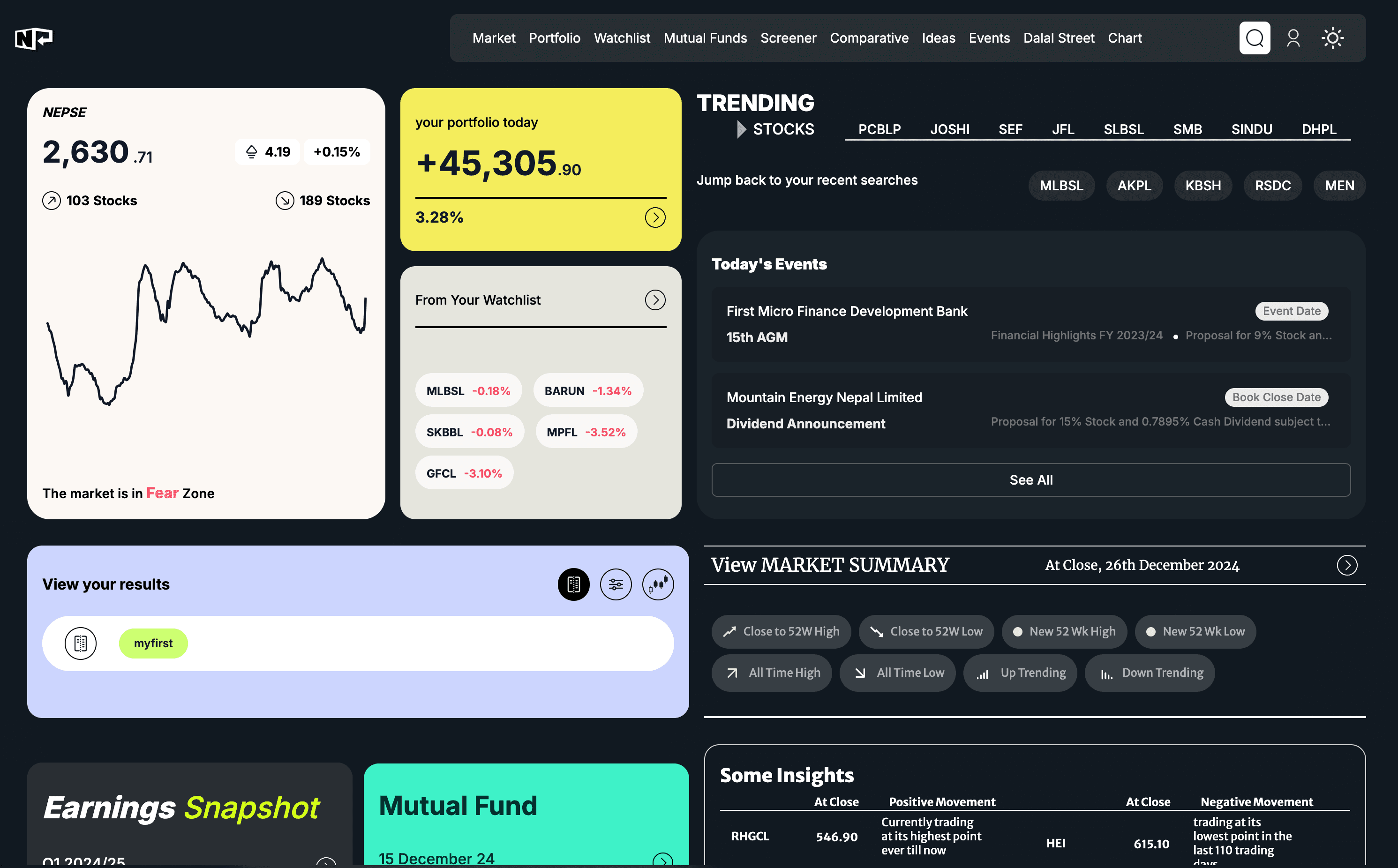 npstocks dashboard